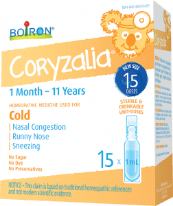  Coryzalia is a homeopathic medicine used for colds and cold symptoms such as nasal congestion, runny nose, rhinitis (acute, recurrent, infectious or allergic) in children 1 month to 11 years of age.
