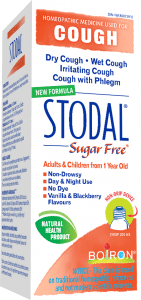 Stodal Sugar Free syrup is a homeopathic medicine used for dry or wet cough, irritating cough or cough with phlegm.